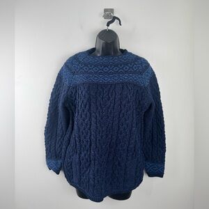 Aran Sweater Market Women Fair Isle Sweater Blue Size Medium